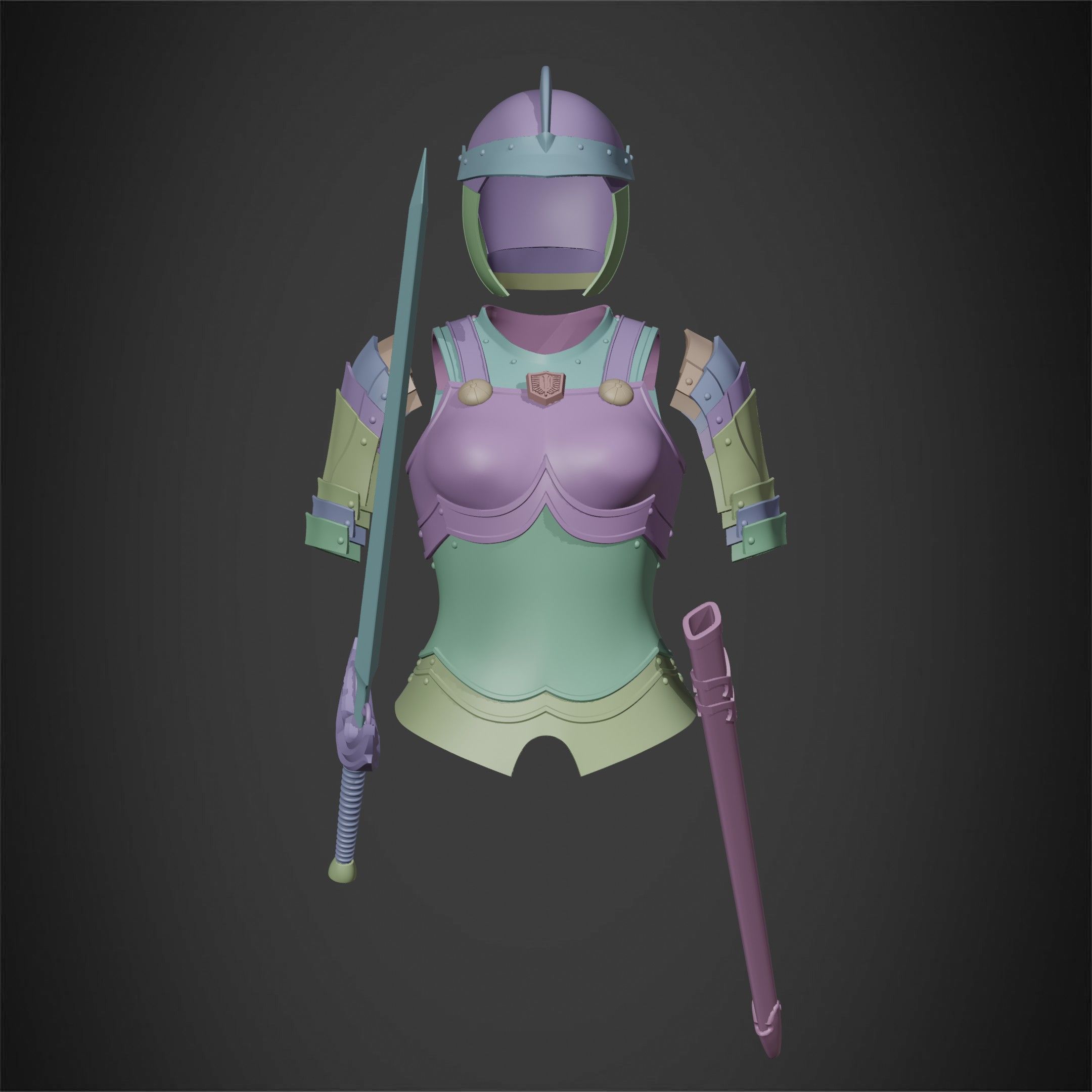 Berserk Casca Full Armor Swortd and Scabbard for Cosplay 3D Model Collection_17