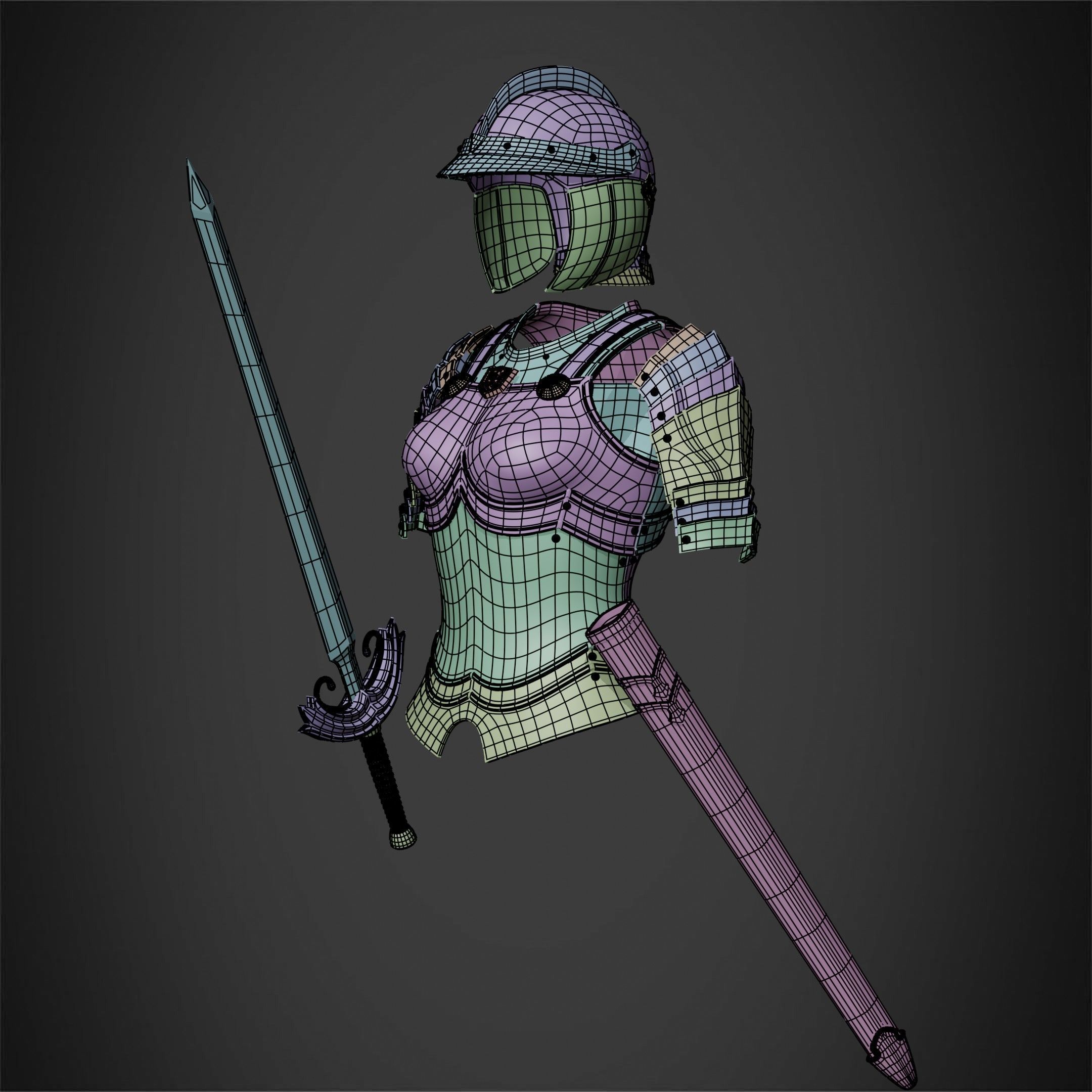 Berserk Casca Full Armor Swortd and Scabbard for Cosplay 3D Model Collection_20