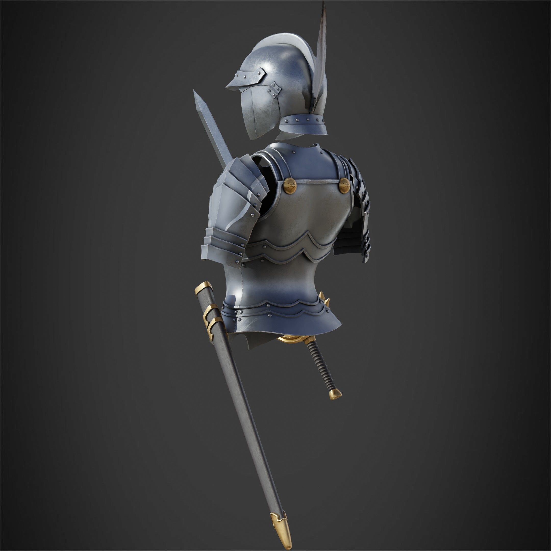 Berserk Casca Full Armor Swortd and Scabbard for Cosplay 3D Model Collection_12