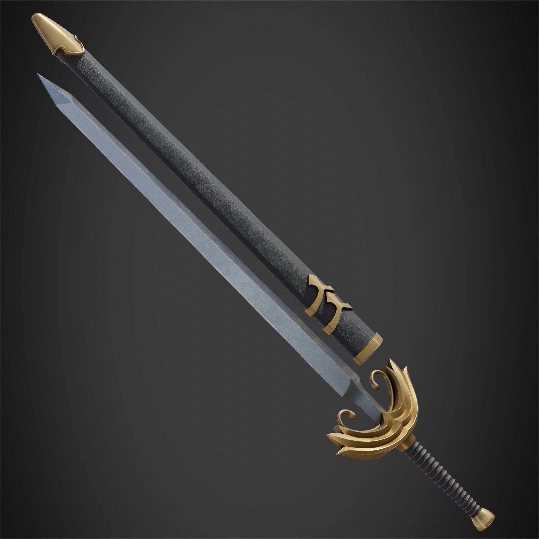 Berserk Casca Full Armor Swortd and Scabbard for Cosplay 3D Model Collection_36