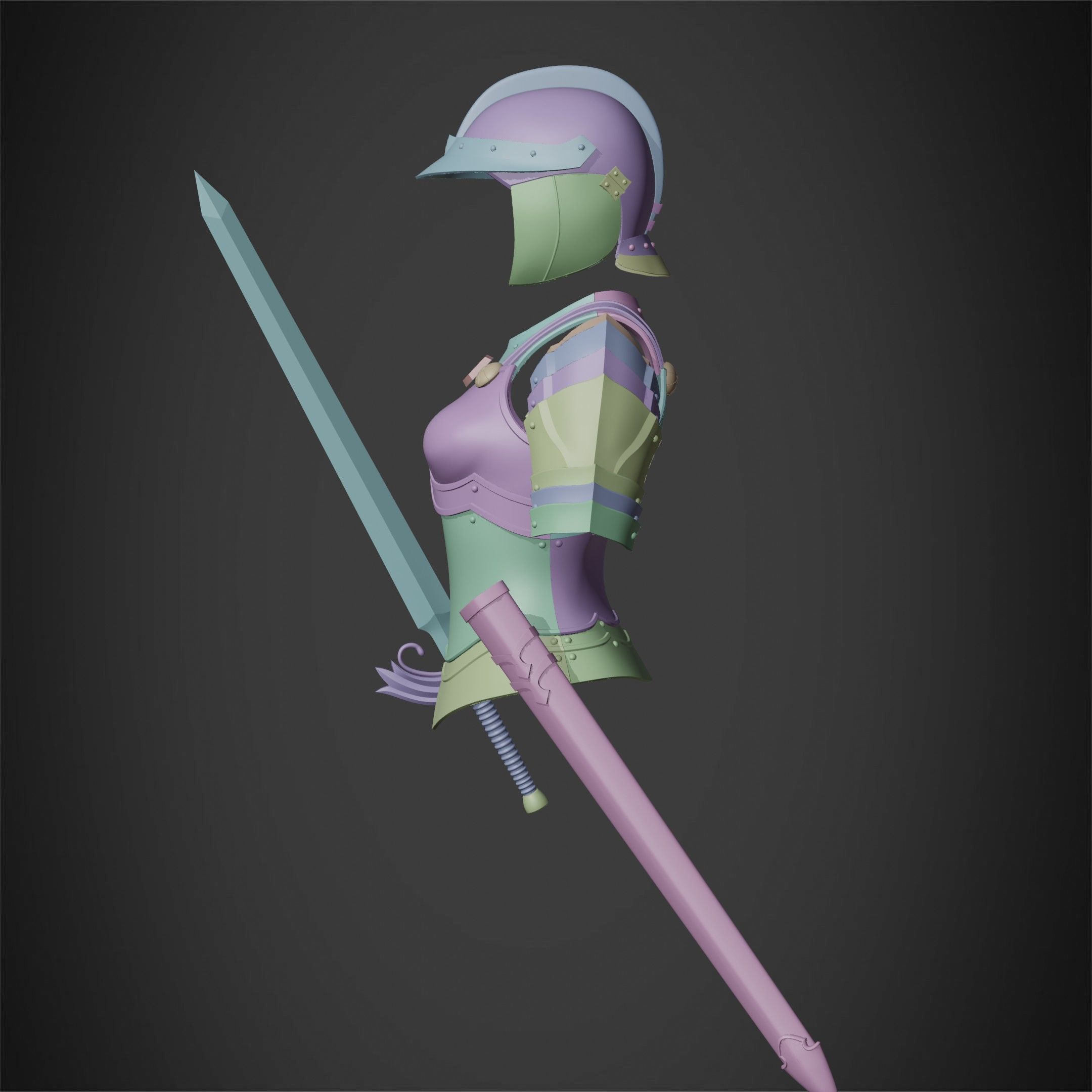 Berserk Casca Full Armor Swortd and Scabbard for Cosplay 3D Model Collection_21