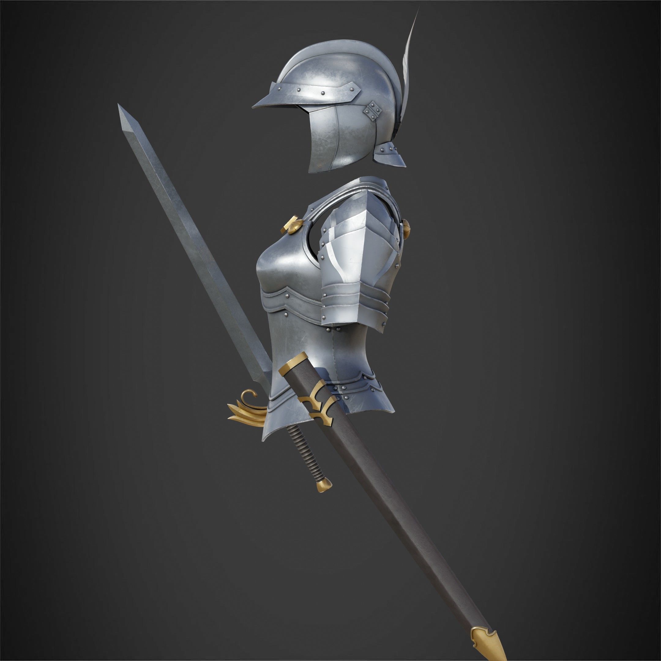 Berserk Casca Full Armor Swortd and Scabbard for Cosplay 3D Model Collection_11
