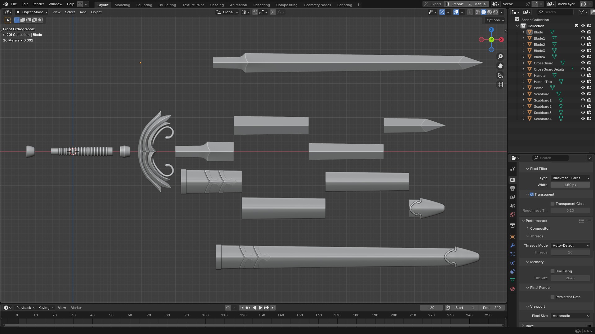 Berserk Casca Full Armor Swortd and Scabbard for Cosplay 3D Model Collection_37