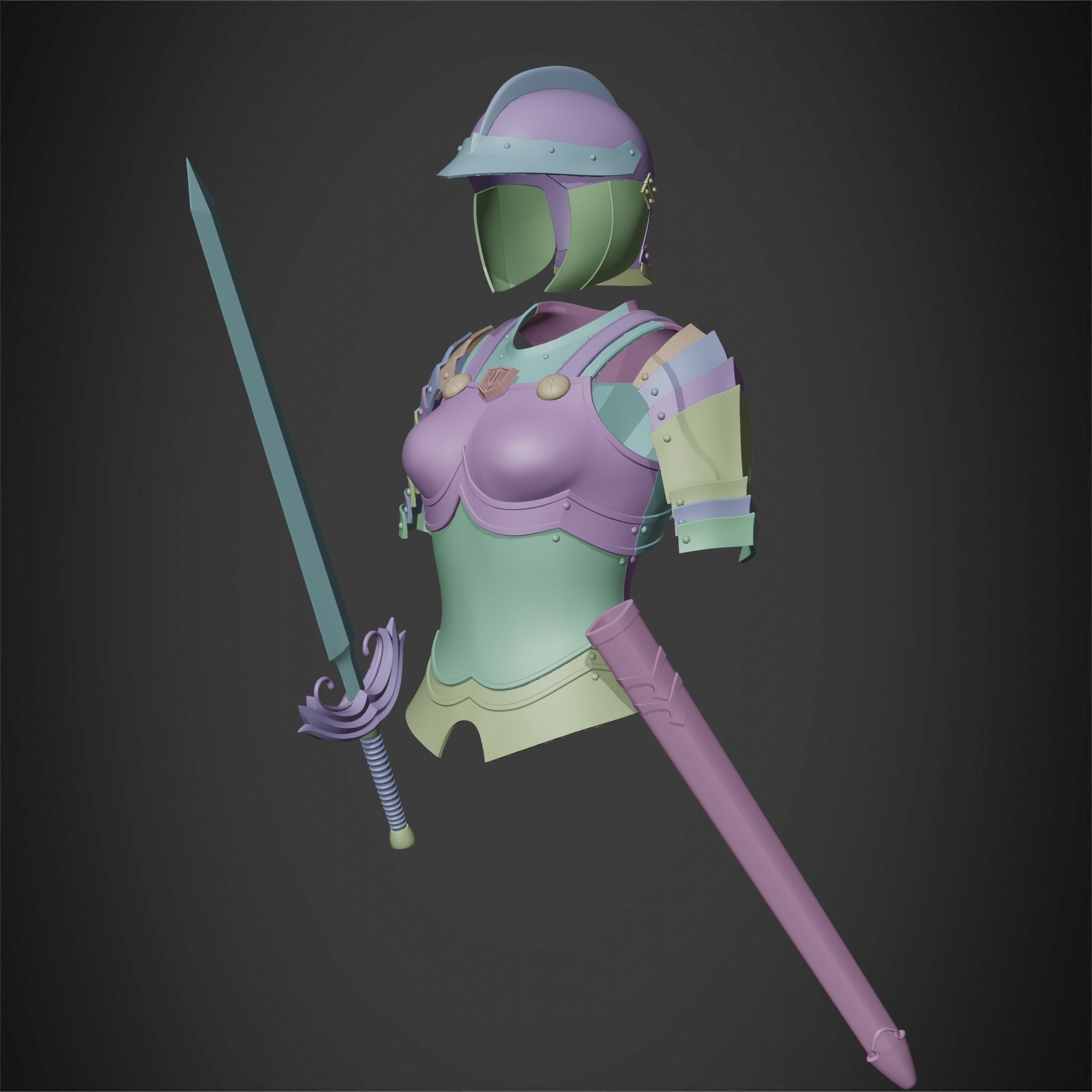 Berserk Casca Full Armor Swortd and Scabbard for Cosplay 3D Model Collection_19