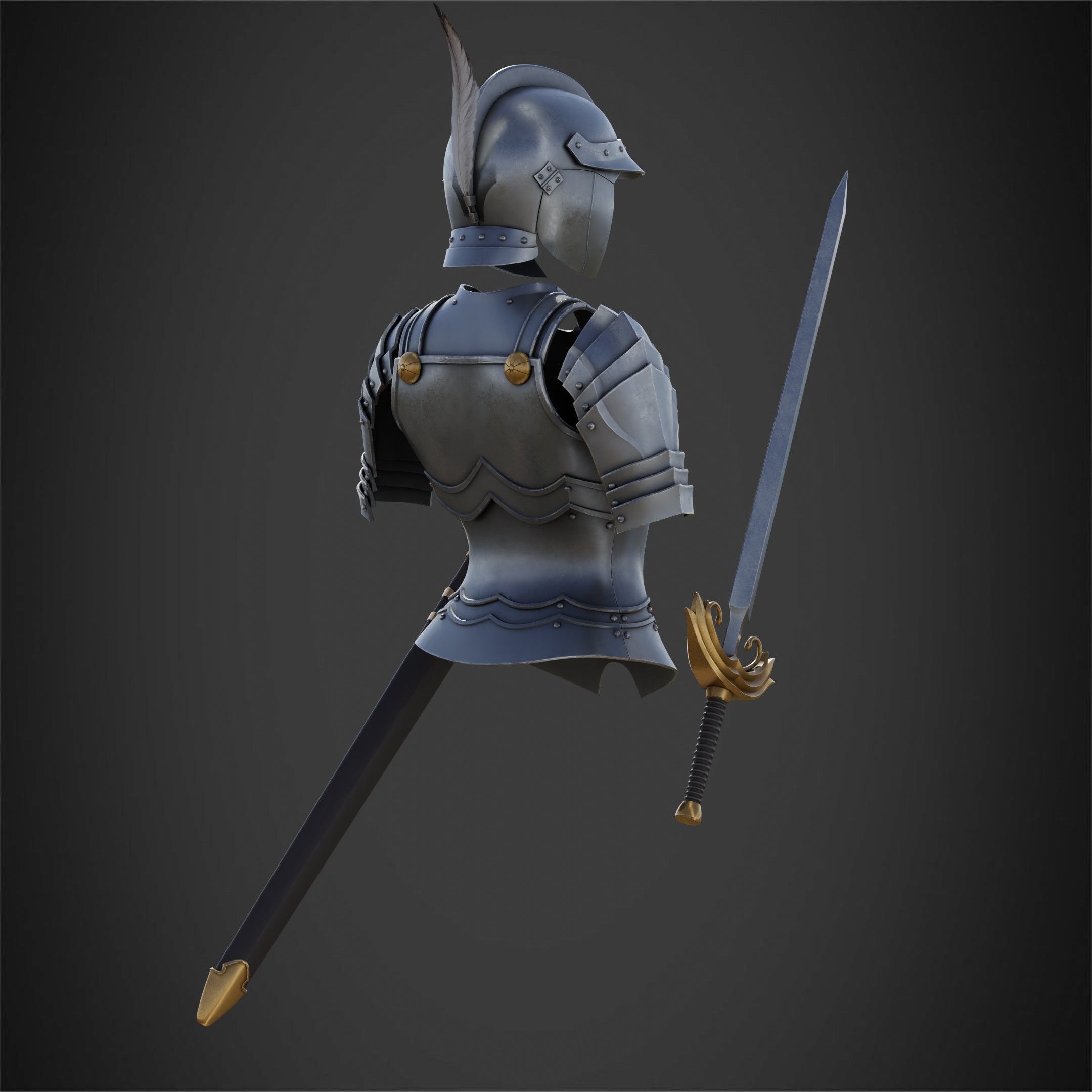 Berserk Casca Full Armor Swortd and Scabbard for Cosplay 3D Model Collection_14