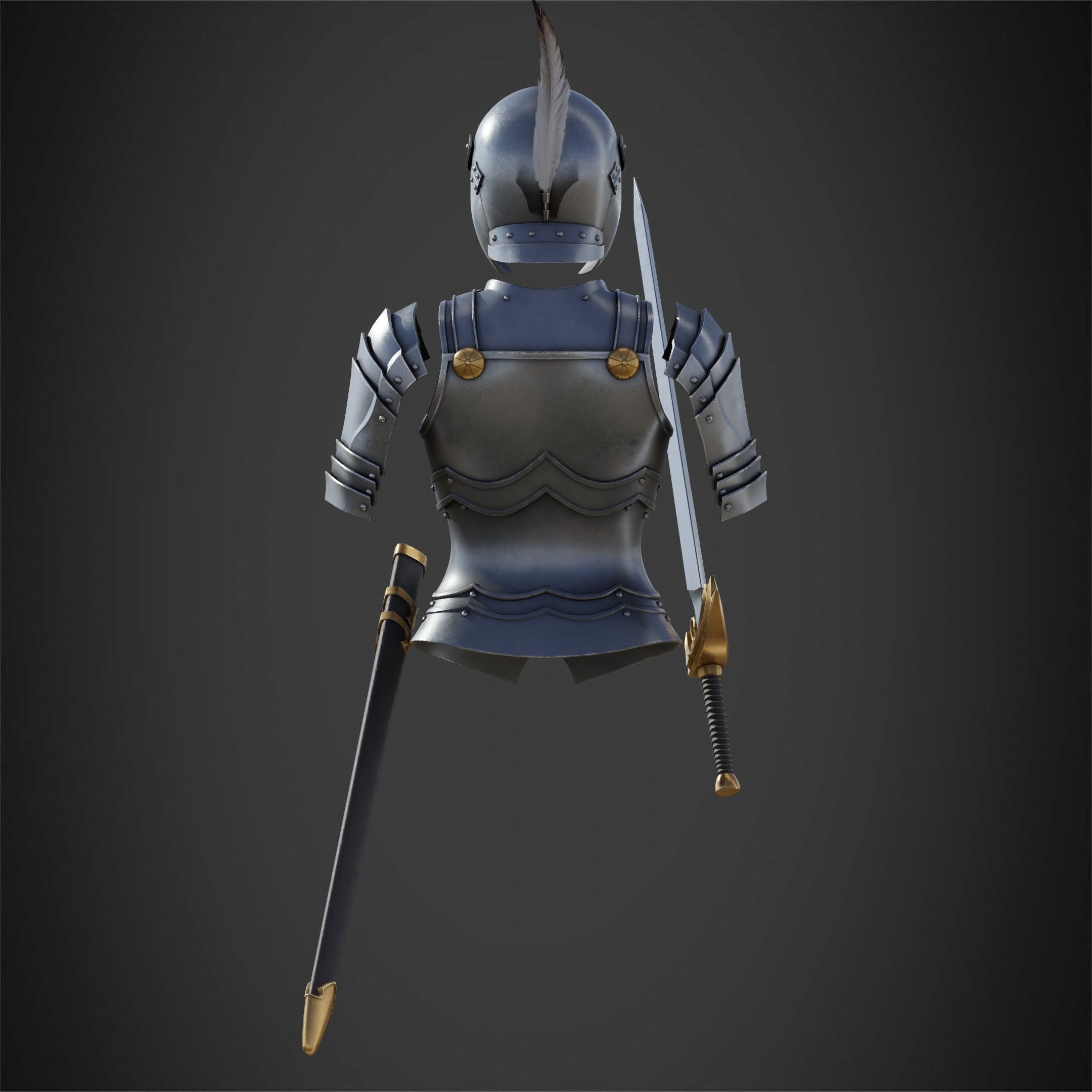 Berserk Casca Full Armor Swortd and Scabbard for Cosplay 3D Model Collection_13