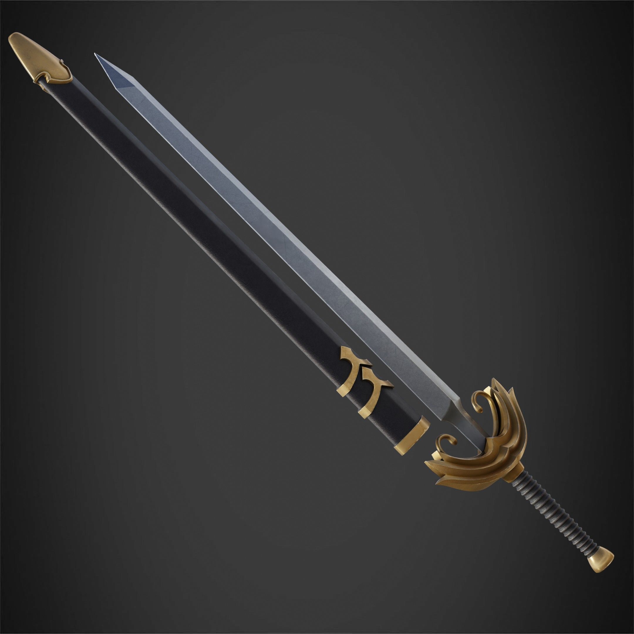 Berserk Casca Full Armor Swortd and Scabbard for Cosplay 3D Model Collection_35