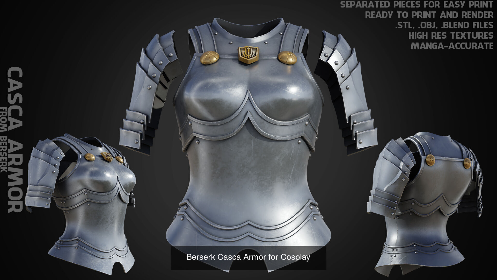 Berserk Casca Full Armor Swortd and Scabbard for Cosplay 3D Model Collection_6