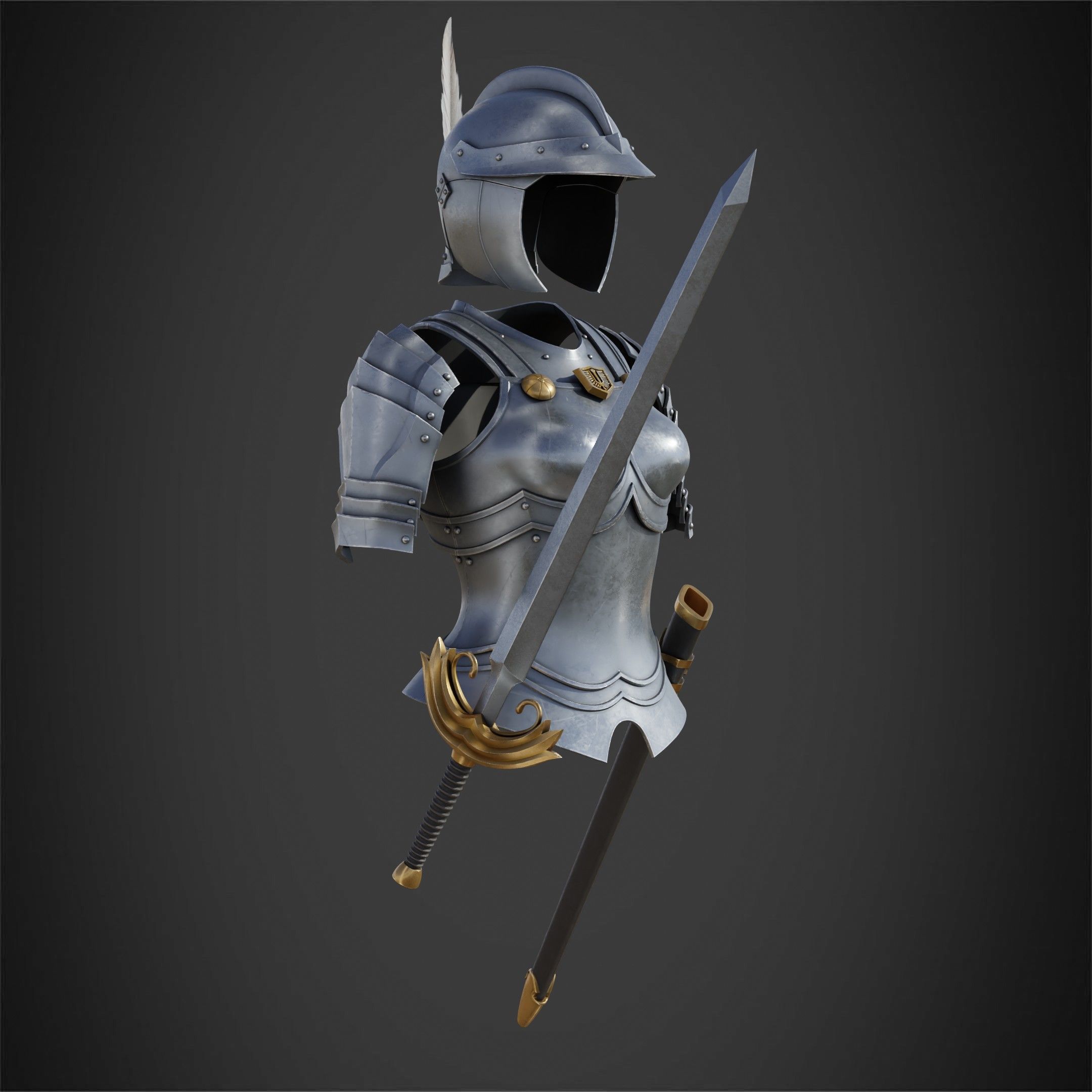 Berserk Casca Full Armor Swortd and Scabbard for Cosplay 3D Model Collection_16