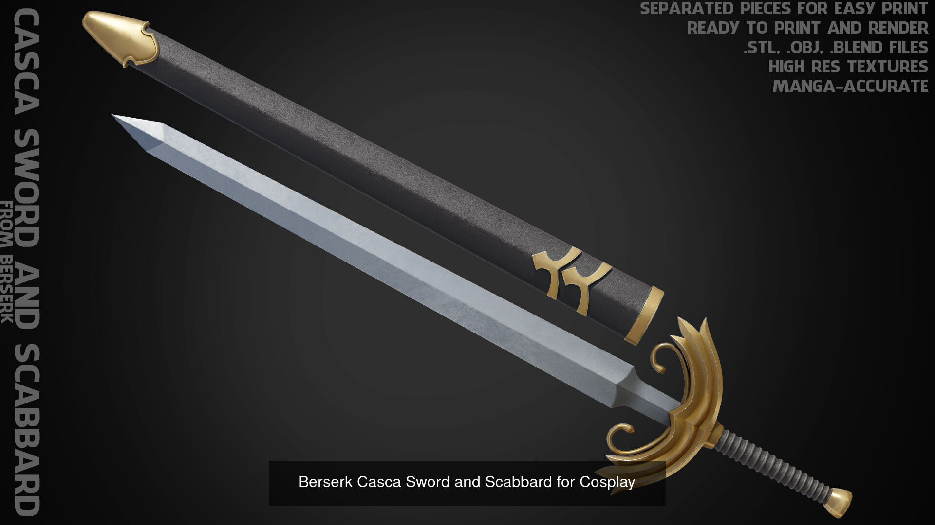 Berserk Casca Full Armor Swortd and Scabbard for Cosplay 3D Model Collection_7