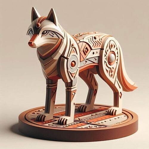 1080  Color 3D Model  Totem Style  Wolf on a Pedestal 3D print model