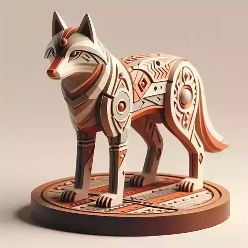 1080  Color 3D Model  Totem Style  Wolf on a Pedestal