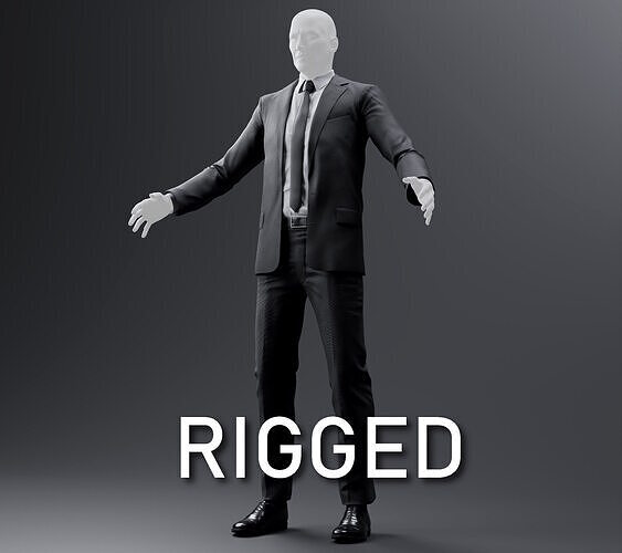 Two Piece Suit Rigged Low-poly 3D model