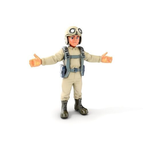Cartoon Pilot Character Rigged and Animated Model for Games Low-poly 3D model