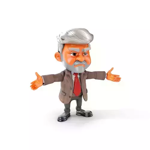 Wise Old Gentleman Character Rigged and Animated Low-poly 3D model
