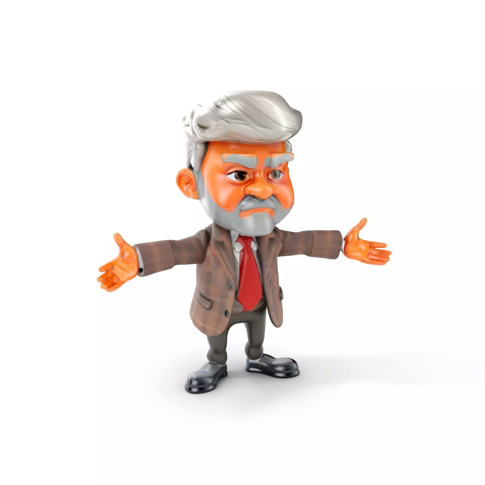 Wise Old Gentleman Character Rigged and Animated Low-poly 3D model