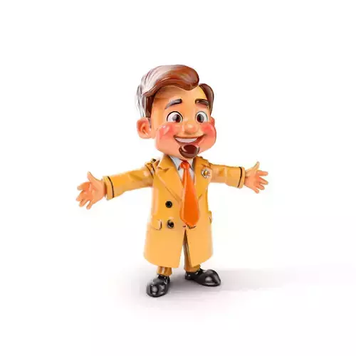 Detective Sam Animated D Character Model  Rigged and Animated Low-poly 3D model