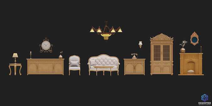 Classical 3D Assets Pack 01 Low-poly 3D model