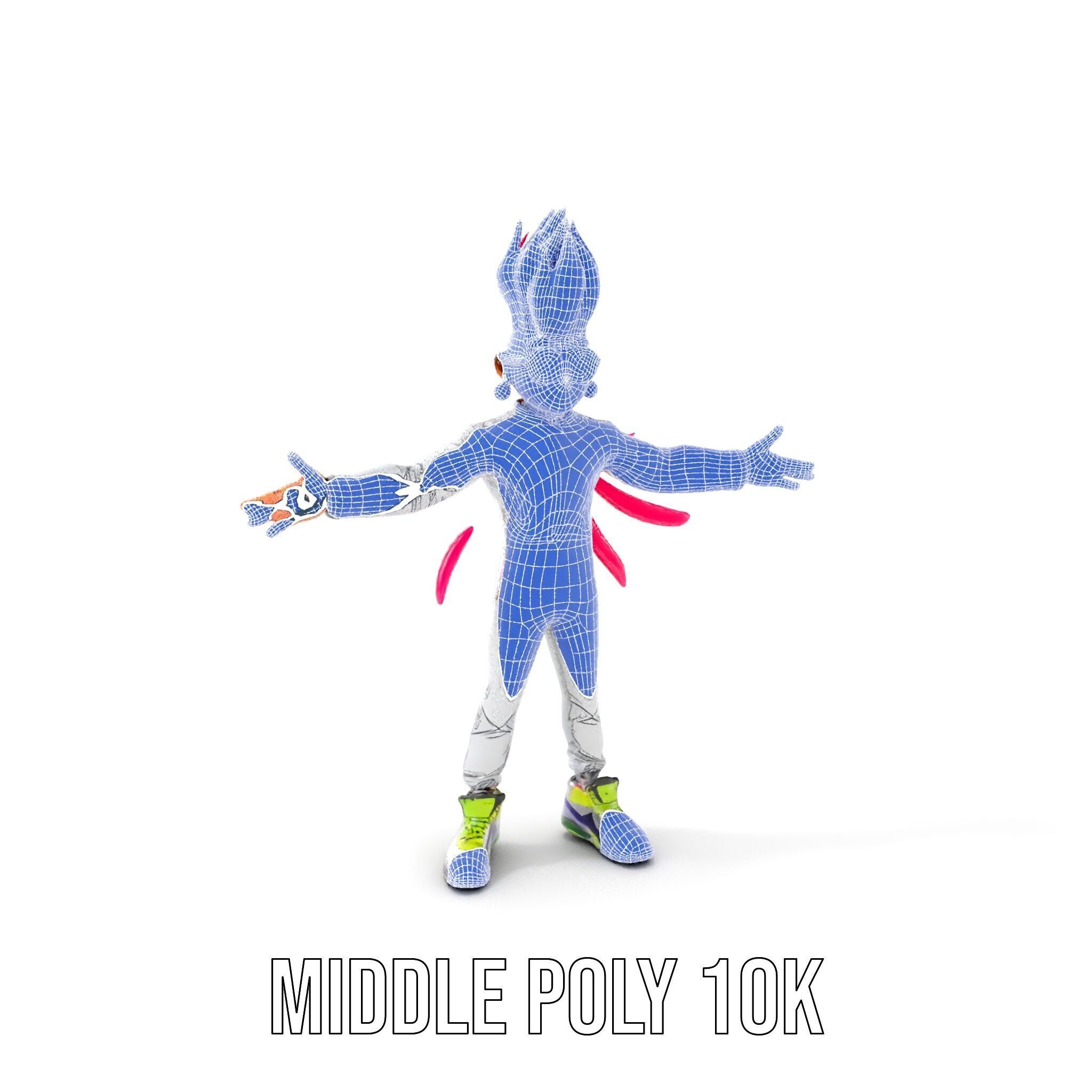 Colorful Mohawk Punk Rocker Character Rigged and Animated Low-poly 3D model_12