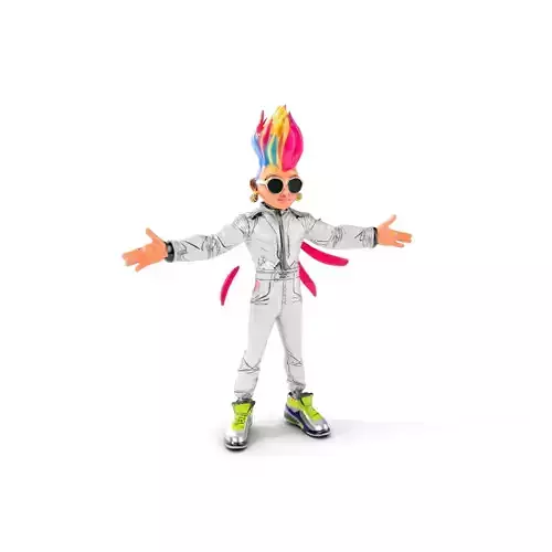 Colorful Mohawk Punk Rocker Character Rigged and Animated Low-poly 3D model