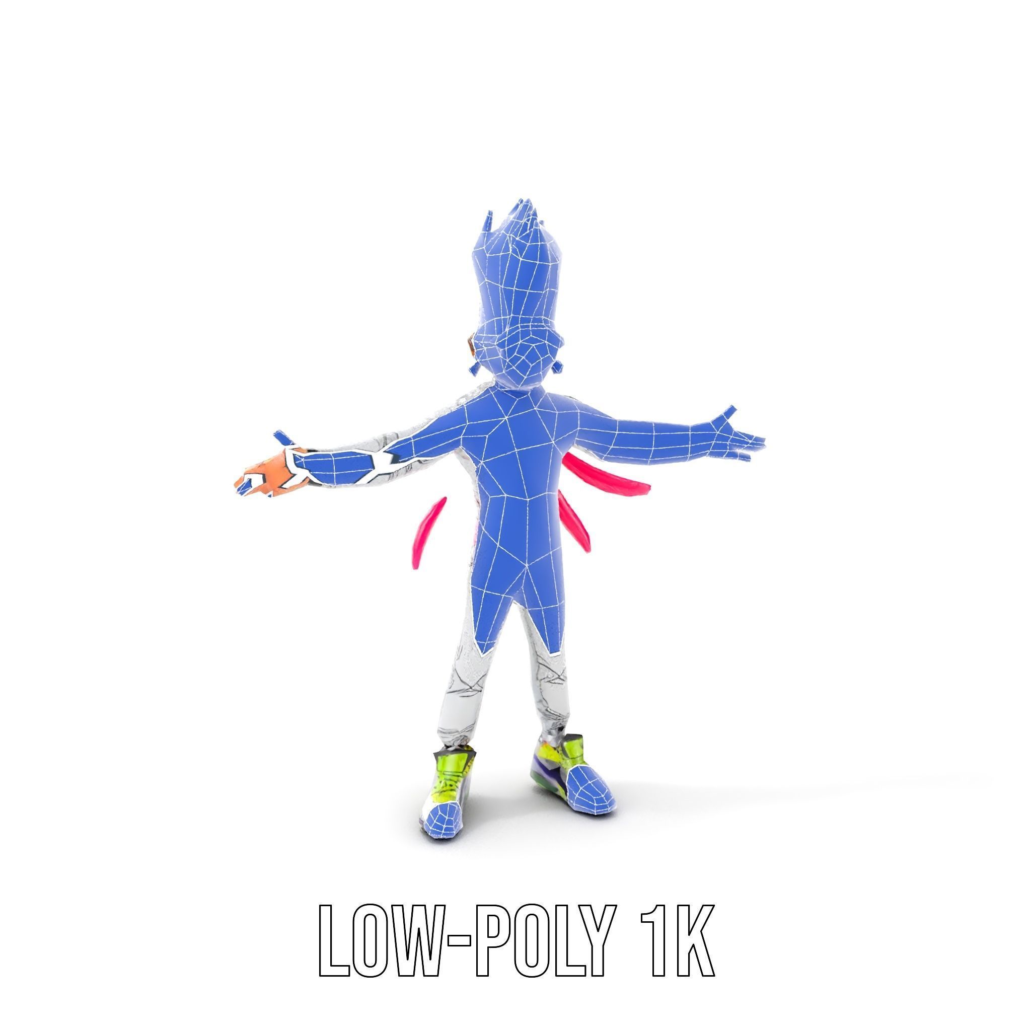 Colorful Mohawk Punk Rocker Character Rigged and Animated Low-poly 3D model_19
