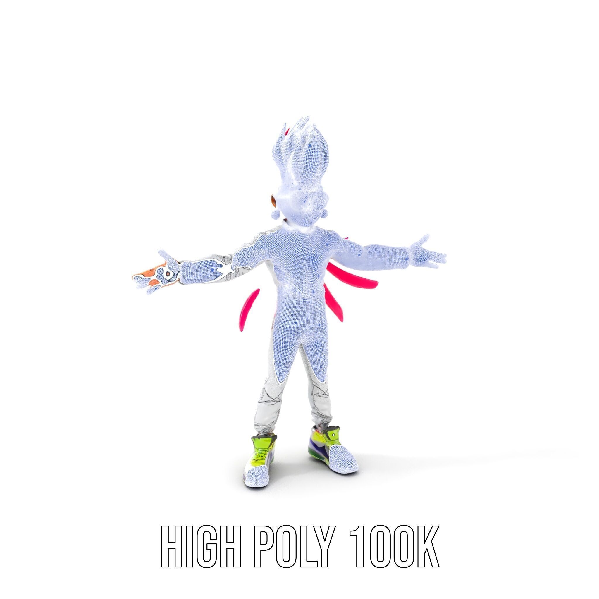 Colorful Mohawk Punk Rocker Character Rigged and Animated Low-poly 3D model_4