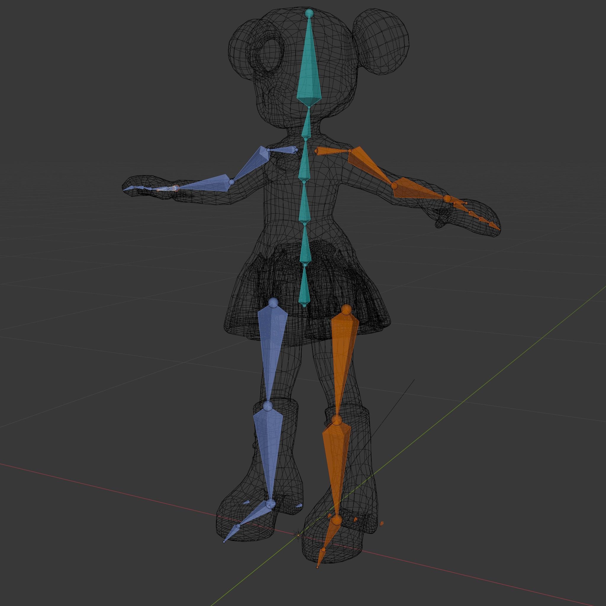 Polka Dot Dress Girl Rigged and Animated D Model Low-poly 3D model_5