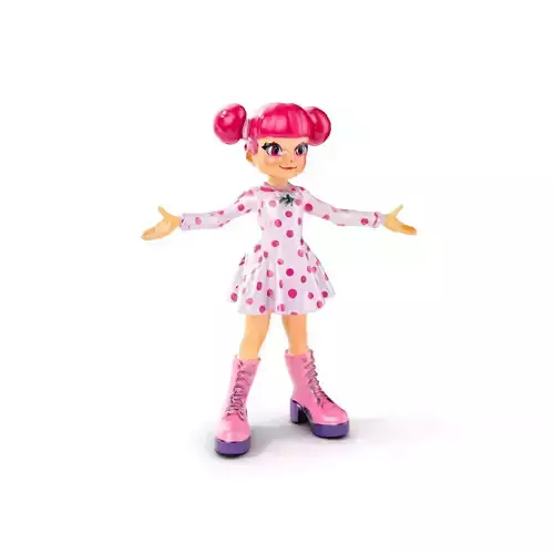 Polka Dot Dress Girl Rigged and Animated D Model Low-poly 3D model