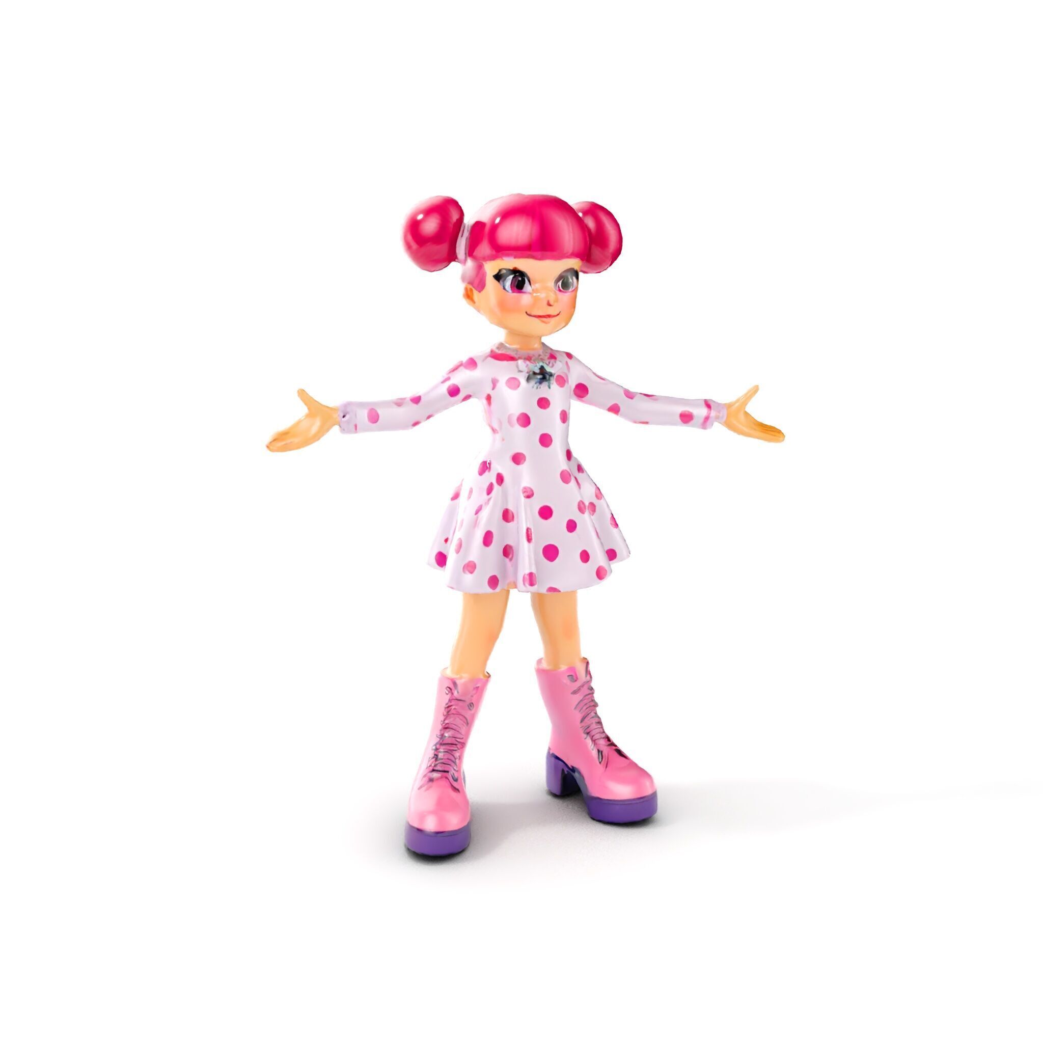 Polka Dot Dress Girl Rigged and Animated D Model Low-poly 3D model_9