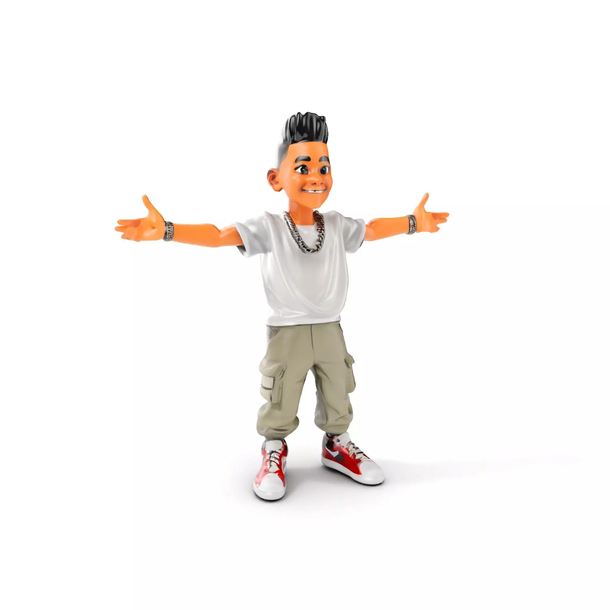 Stylish Teen Character with Casual Wear  Rigged and Animated Low-poly 3D model_0