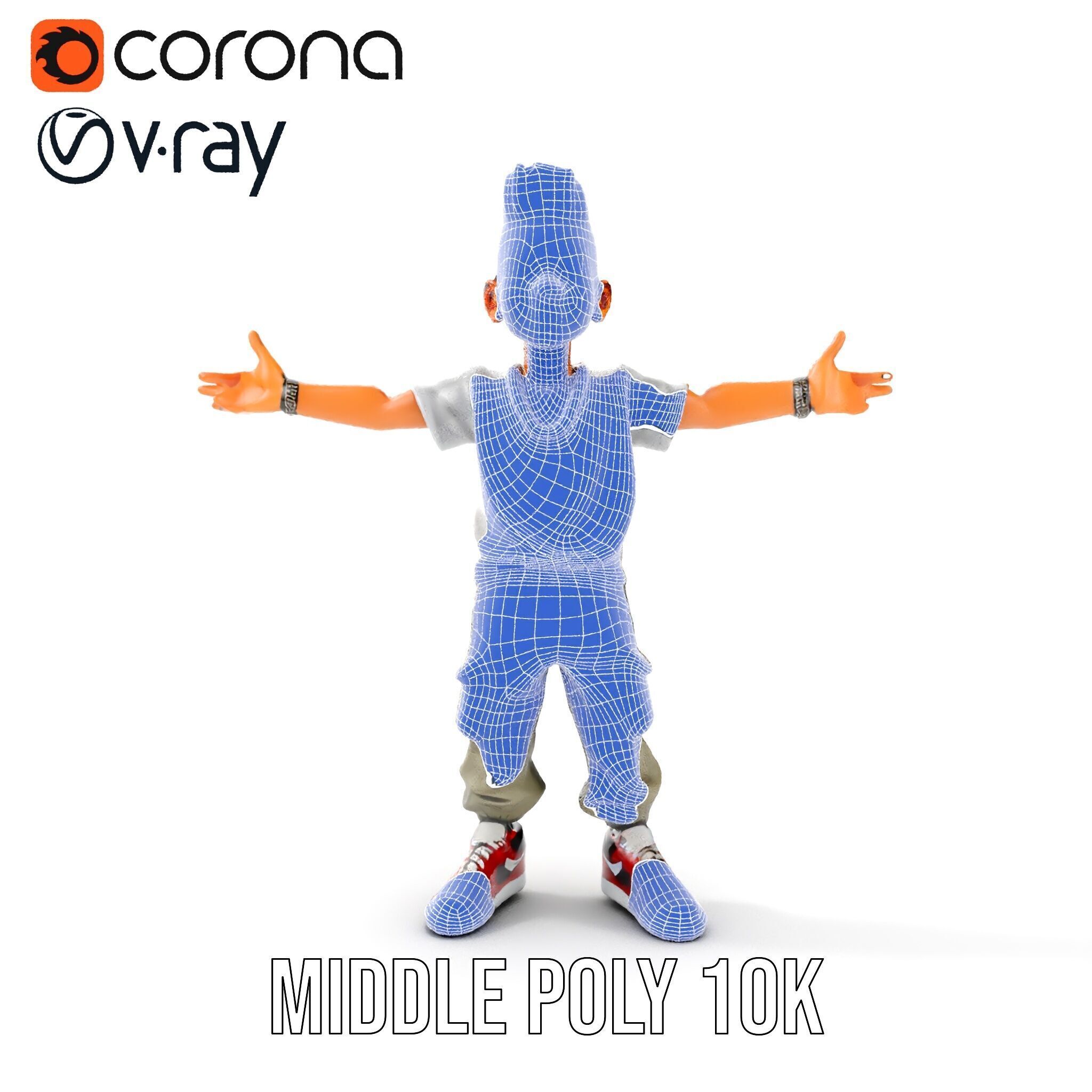 Stylish Teen Character with Casual Wear  Rigged and Animated Low-poly 3D model_29