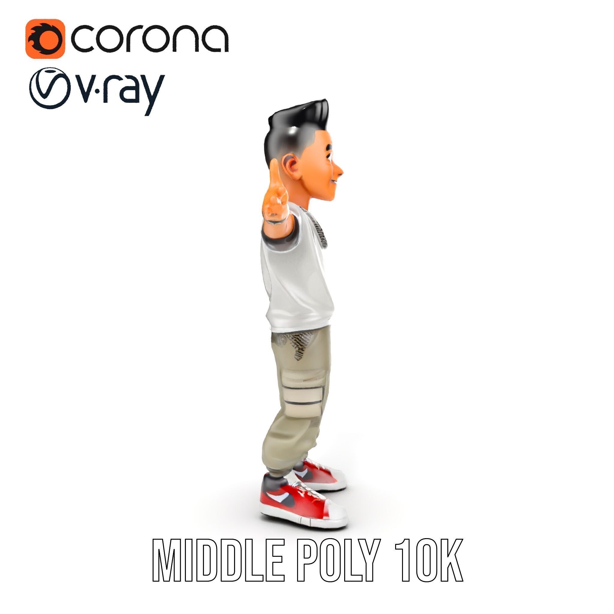 Stylish Teen Character with Casual Wear  Rigged and Animated Low-poly 3D model_32