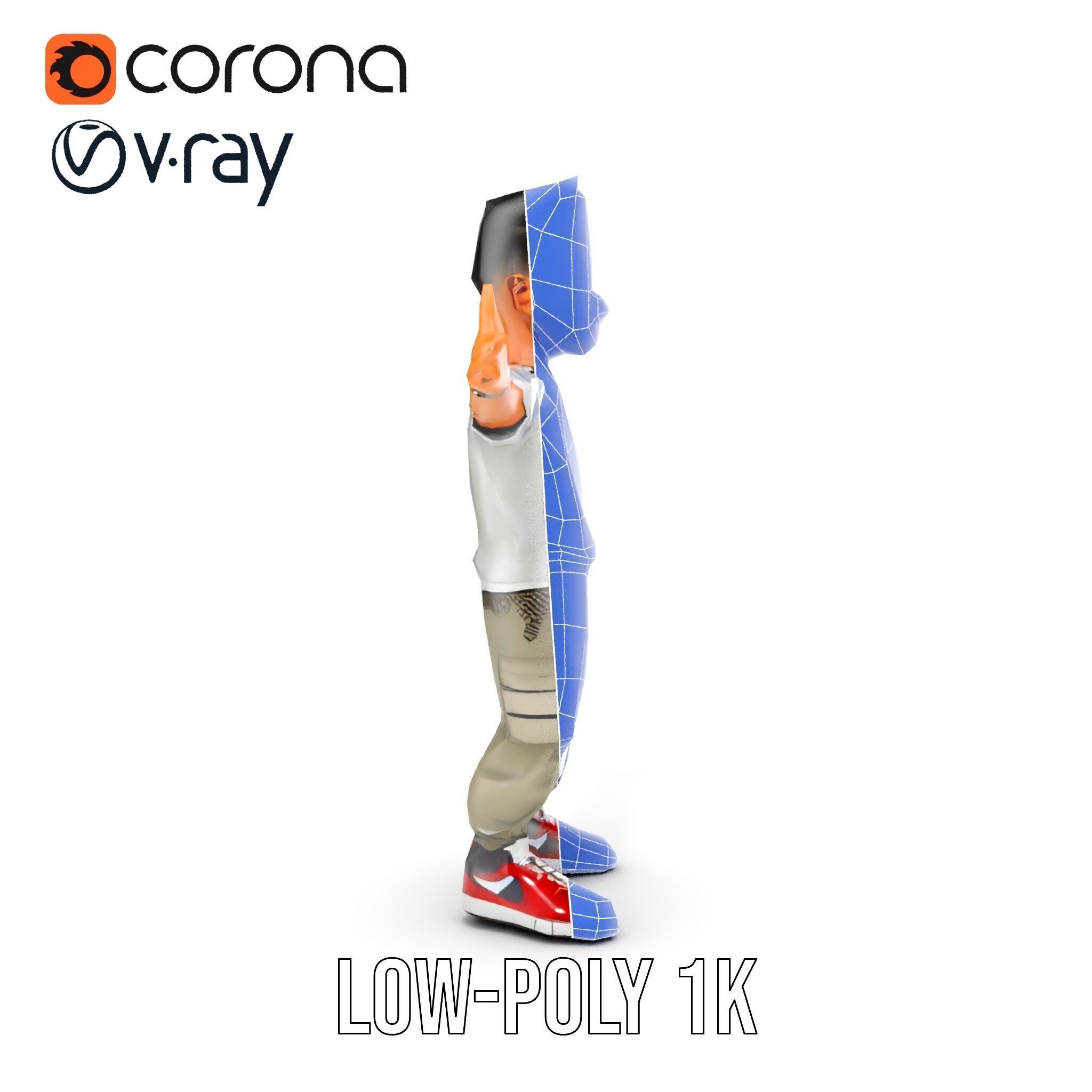 Stylish Teen Character with Casual Wear  Rigged and Animated Low-poly 3D model_10