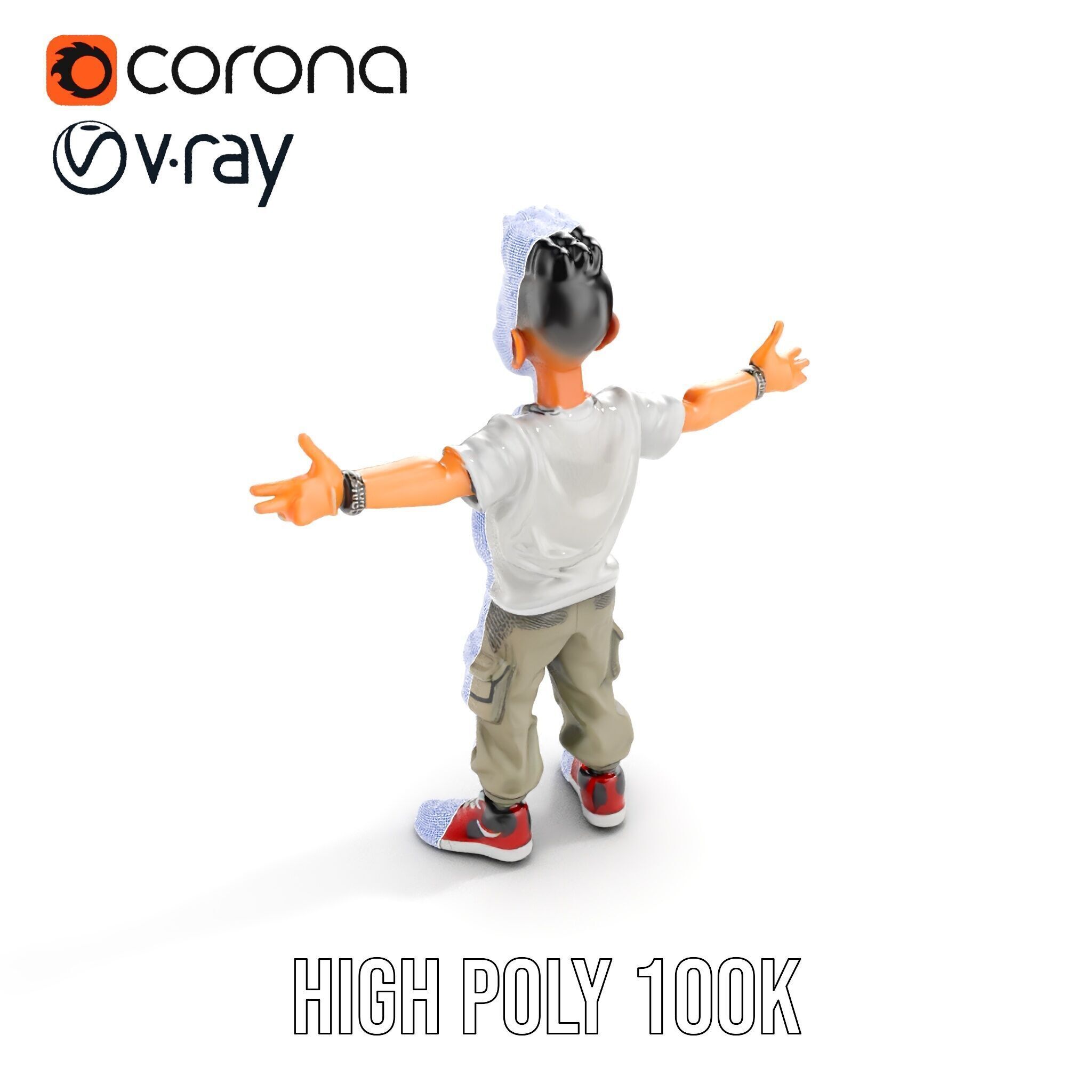 Stylish Teen Character with Casual Wear  Rigged and Animated Low-poly 3D model_28