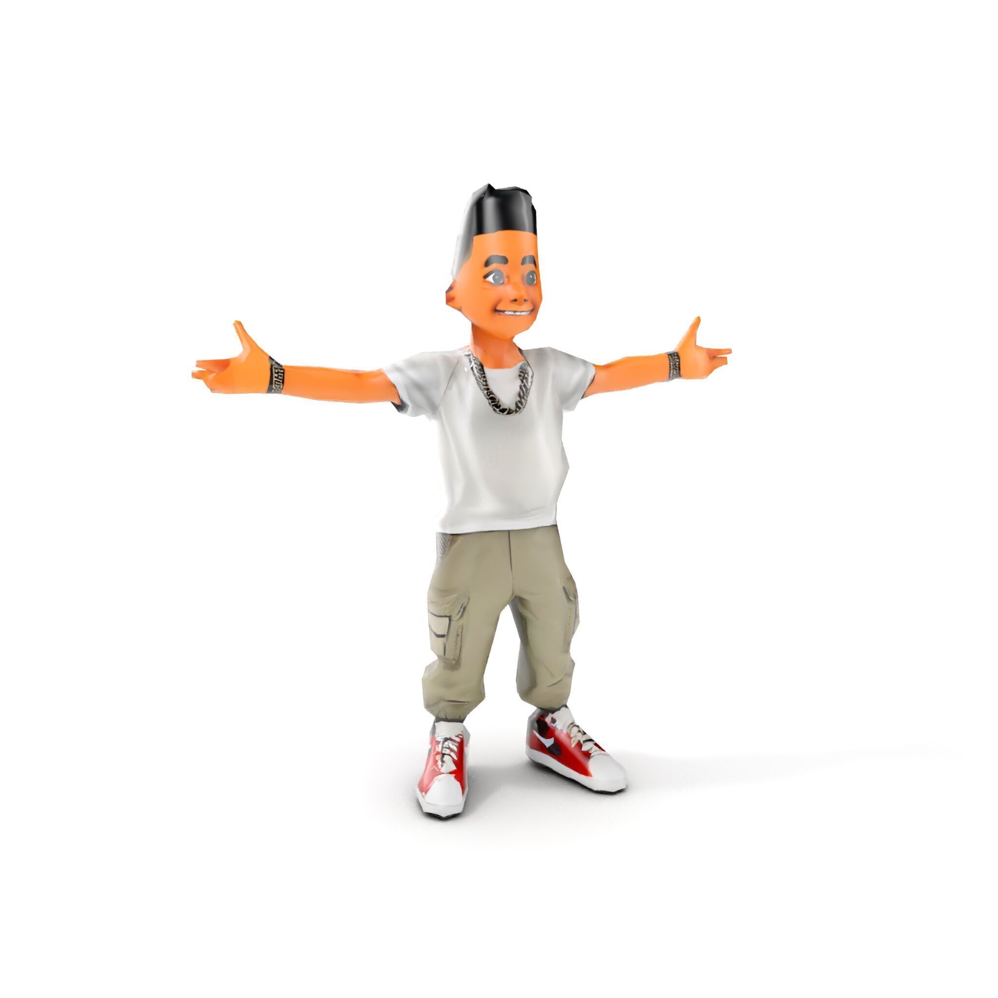 Stylish Teen Character with Casual Wear  Rigged and Animated Low-poly 3D model_24