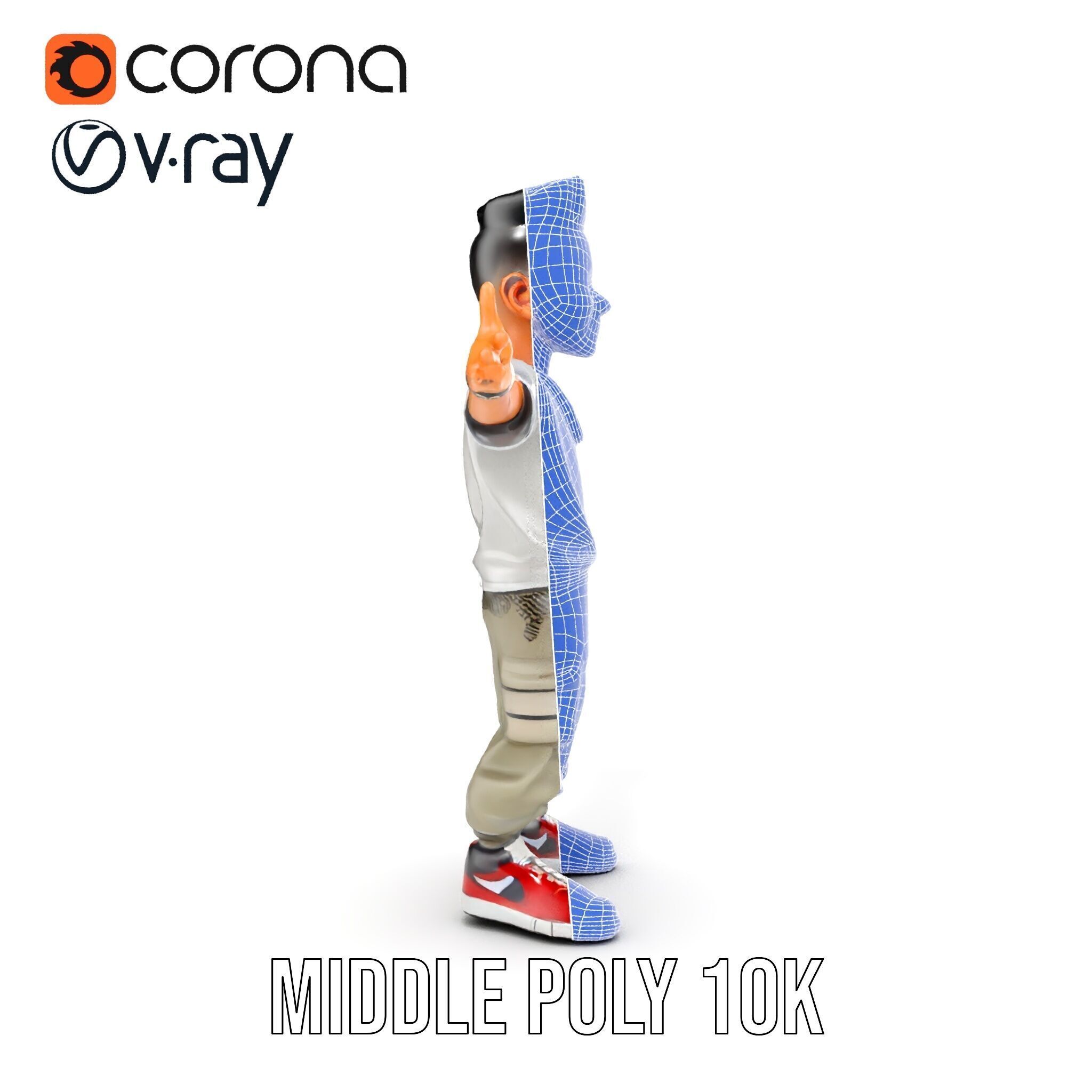 Stylish Teen Character with Casual Wear  Rigged and Animated Low-poly 3D model_34