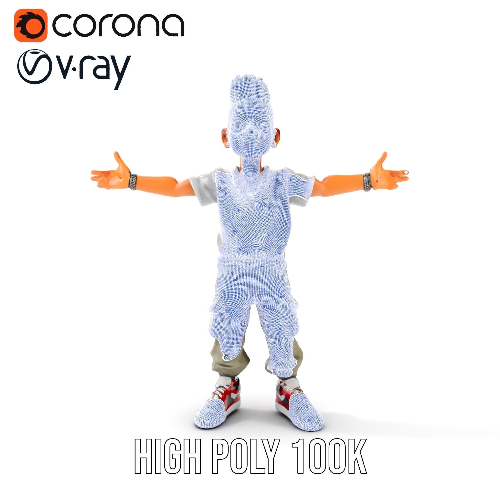 Stylish Teen Character with Casual Wear  Rigged and Animated Low-poly 3D model_33