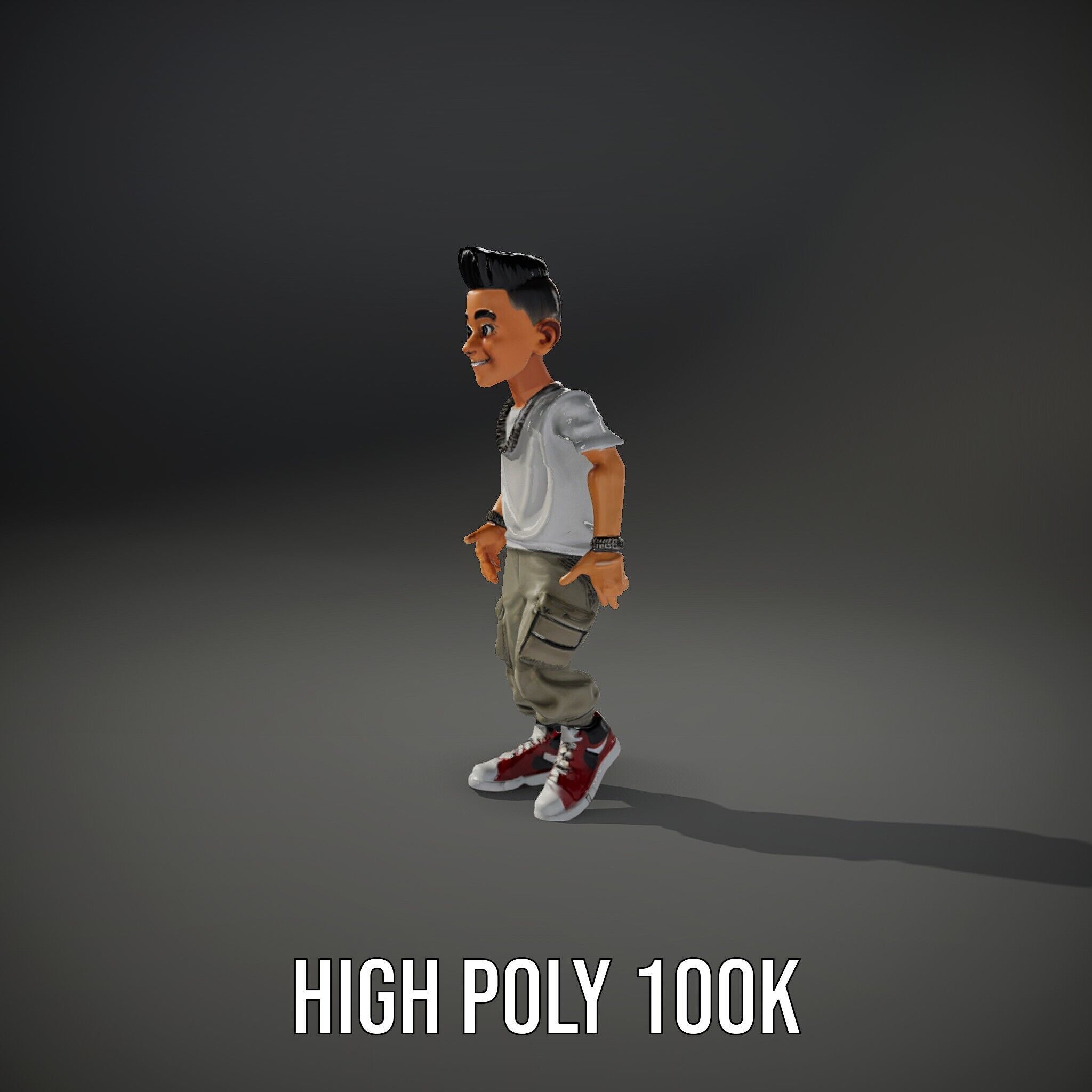 Stylish Teen Character with Casual Wear  Rigged and Animated Low-poly 3D model_31