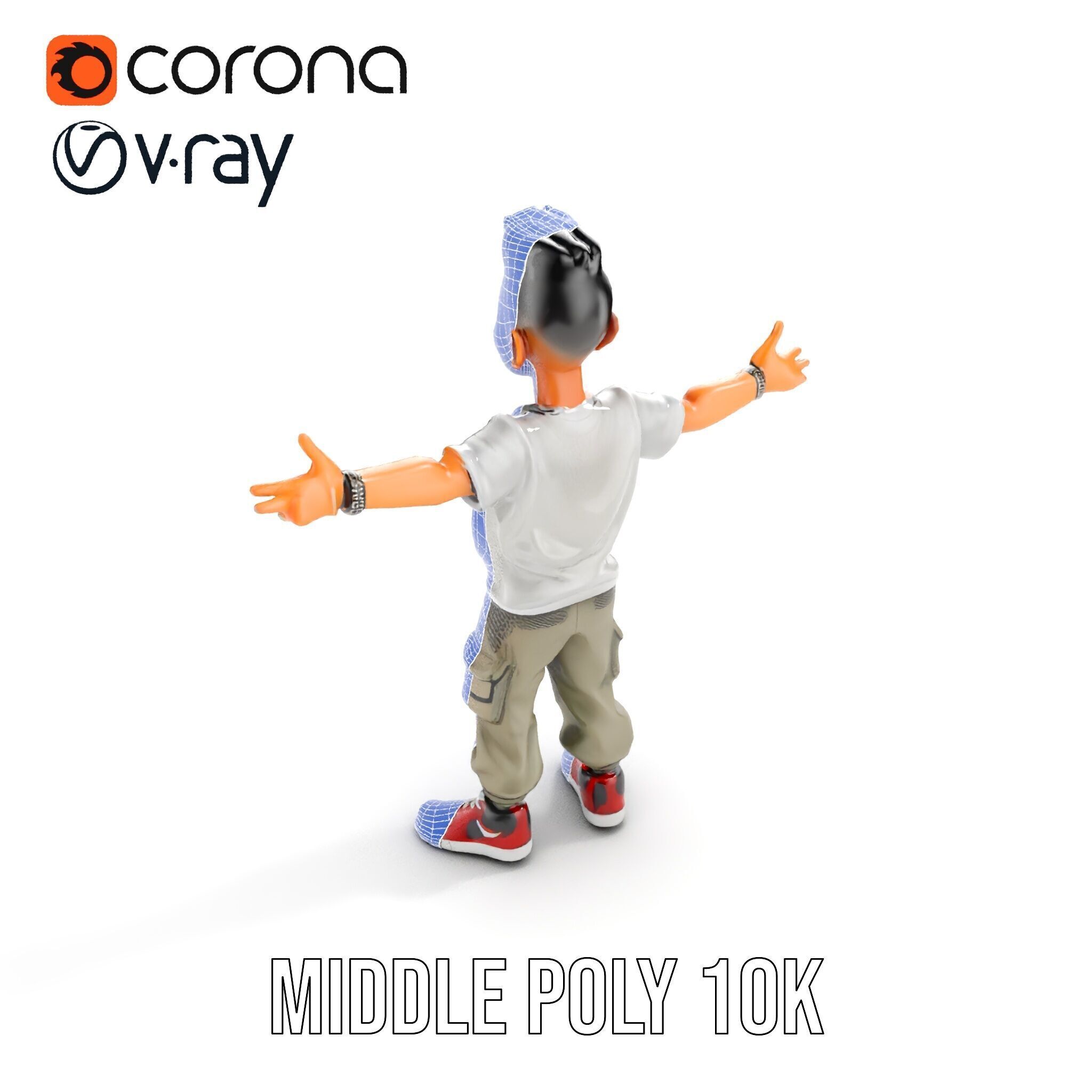 Stylish Teen Character with Casual Wear  Rigged and Animated Low-poly 3D model_23