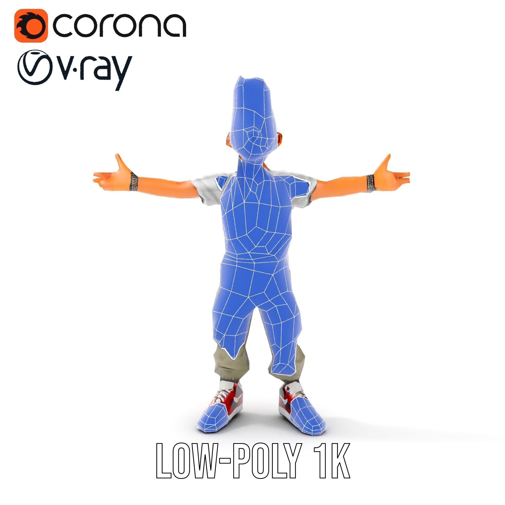 Stylish Teen Character with Casual Wear  Rigged and Animated Low-poly 3D model_22