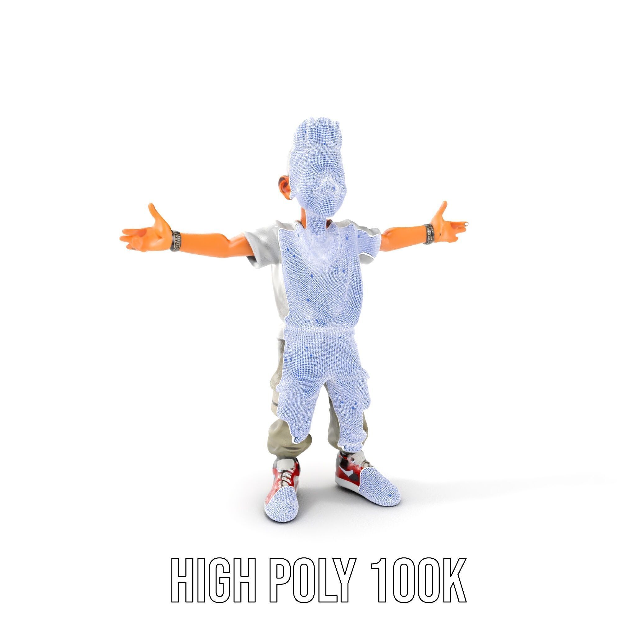 Stylish Teen Character with Casual Wear  Rigged and Animated Low-poly 3D model_4