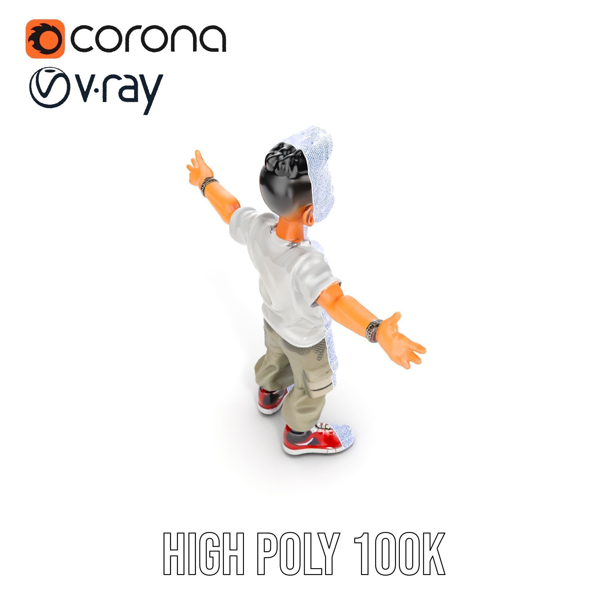 Stylish Teen Character with Casual Wear  Rigged and Animated Low-poly 3D model_35