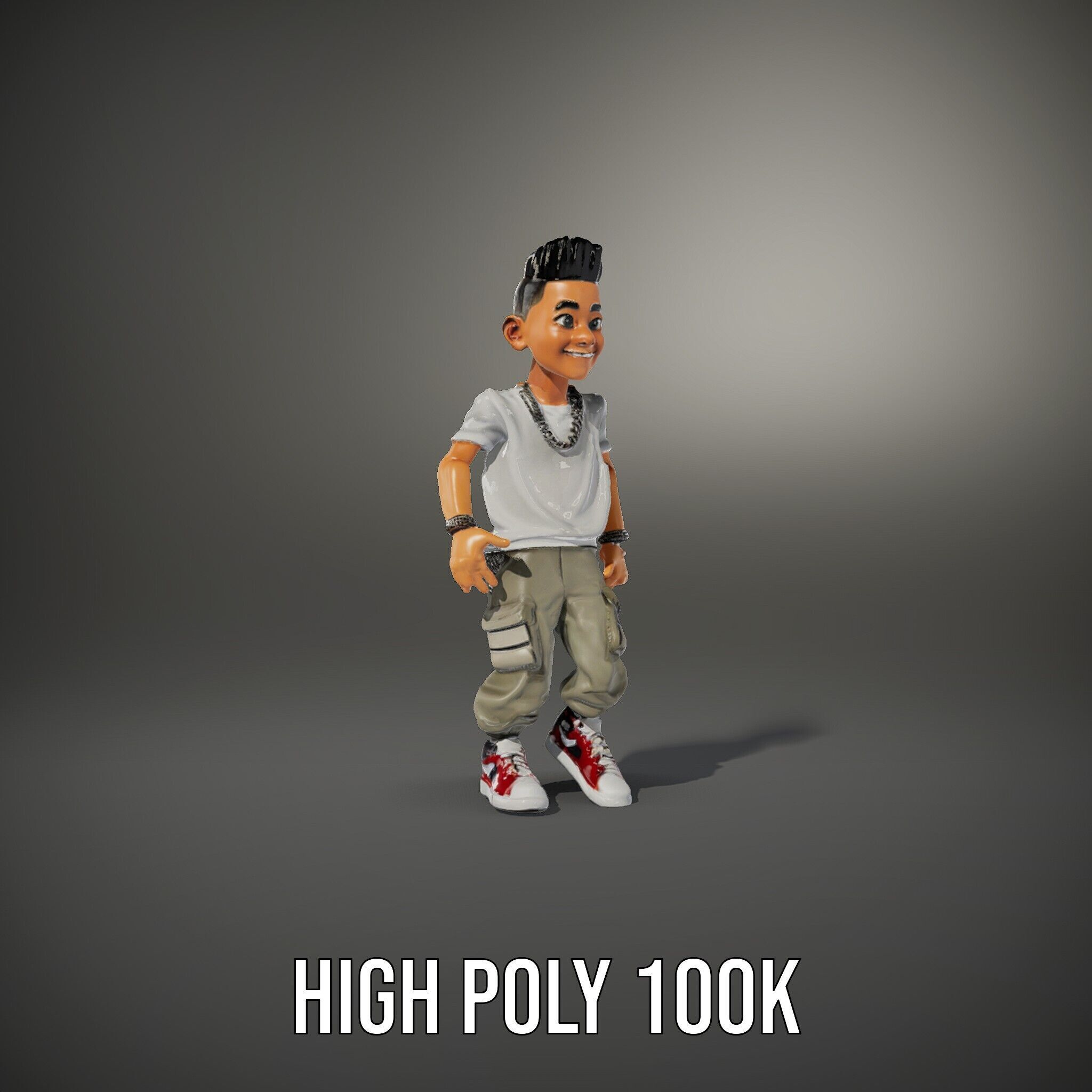 Stylish Teen Character with Casual Wear  Rigged and Animated Low-poly 3D model_14