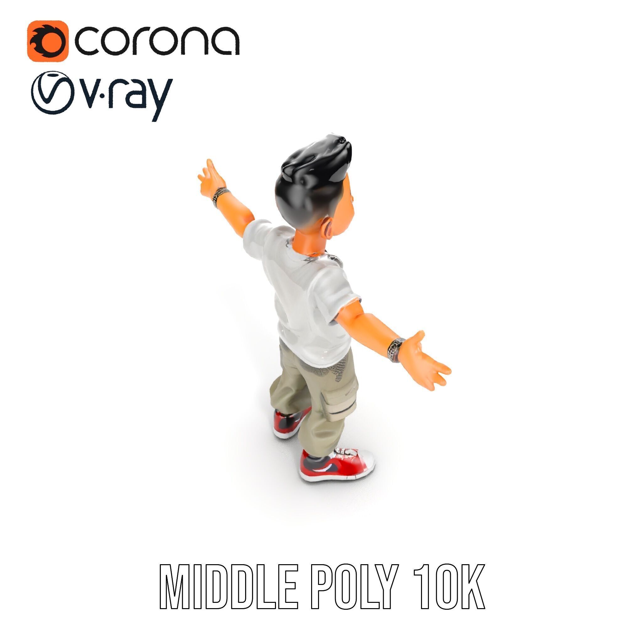 Stylish Teen Character with Casual Wear  Rigged and Animated Low-poly 3D model_21