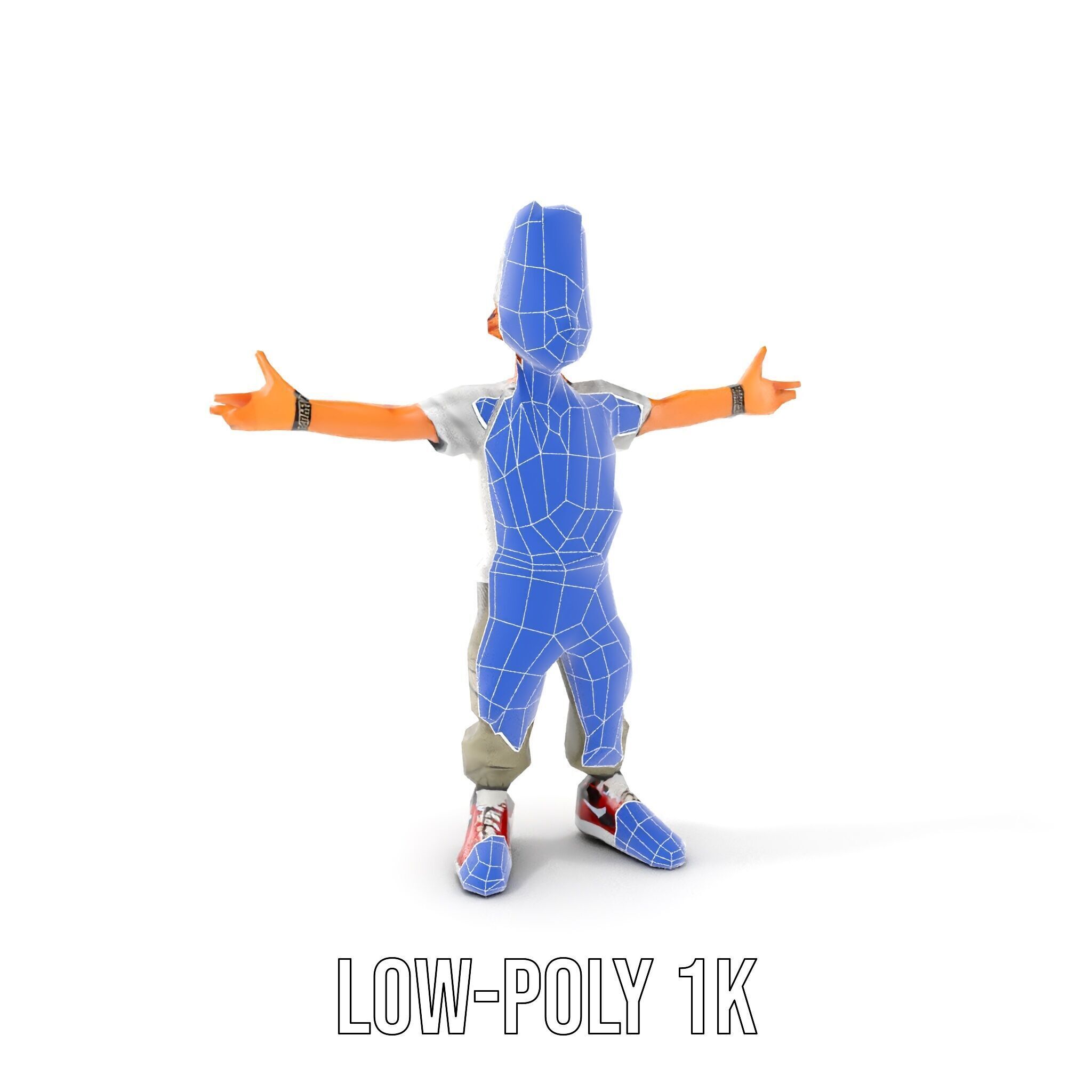 Stylish Teen Character with Casual Wear  Rigged and Animated Low-poly 3D model_30
