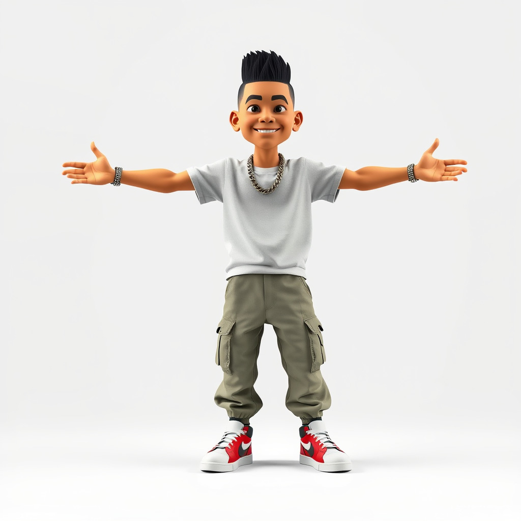 Stylish Teen Character with Casual Wear  Rigged and Animated Low-poly 3D model_2