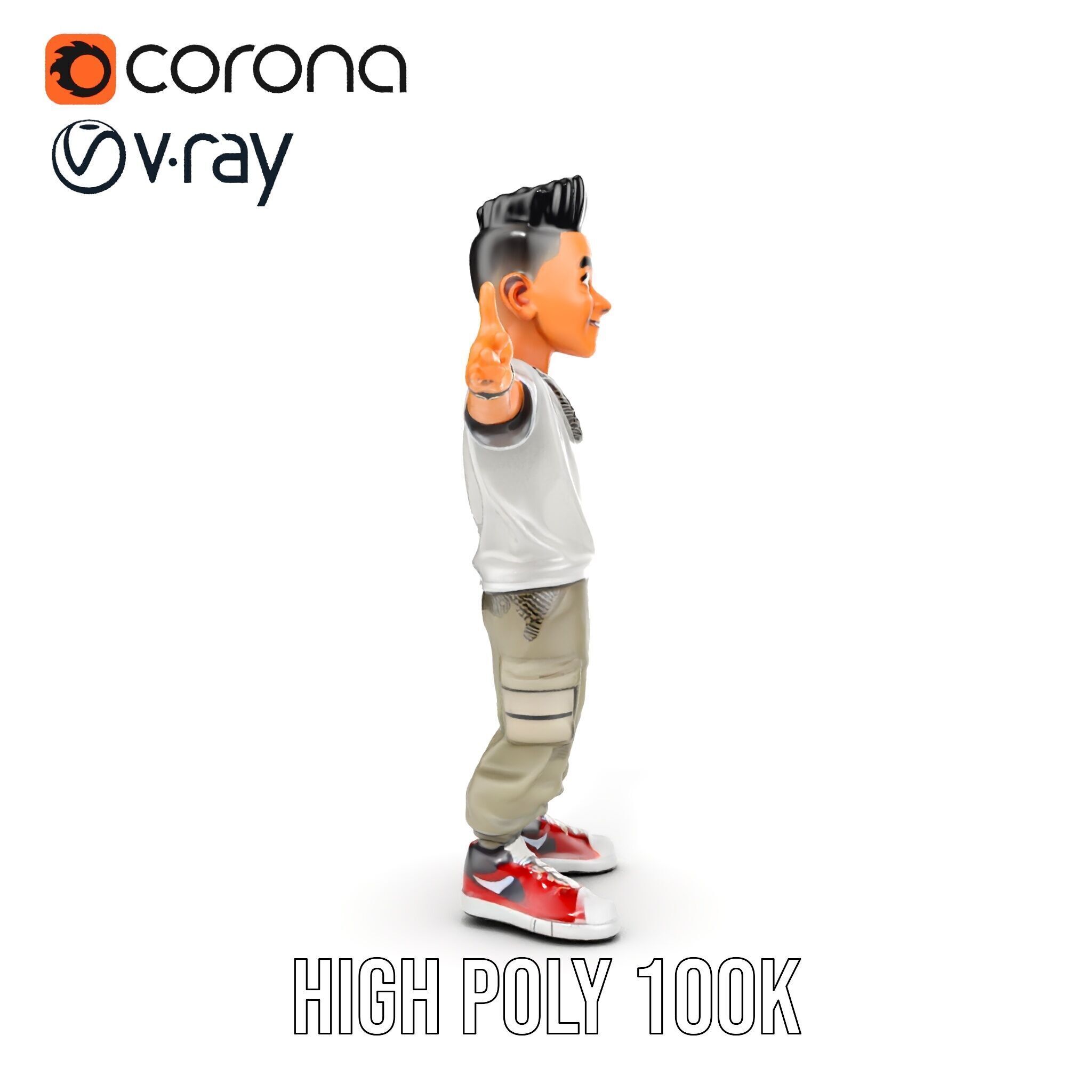 Stylish Teen Character with Casual Wear  Rigged and Animated Low-poly 3D model_11