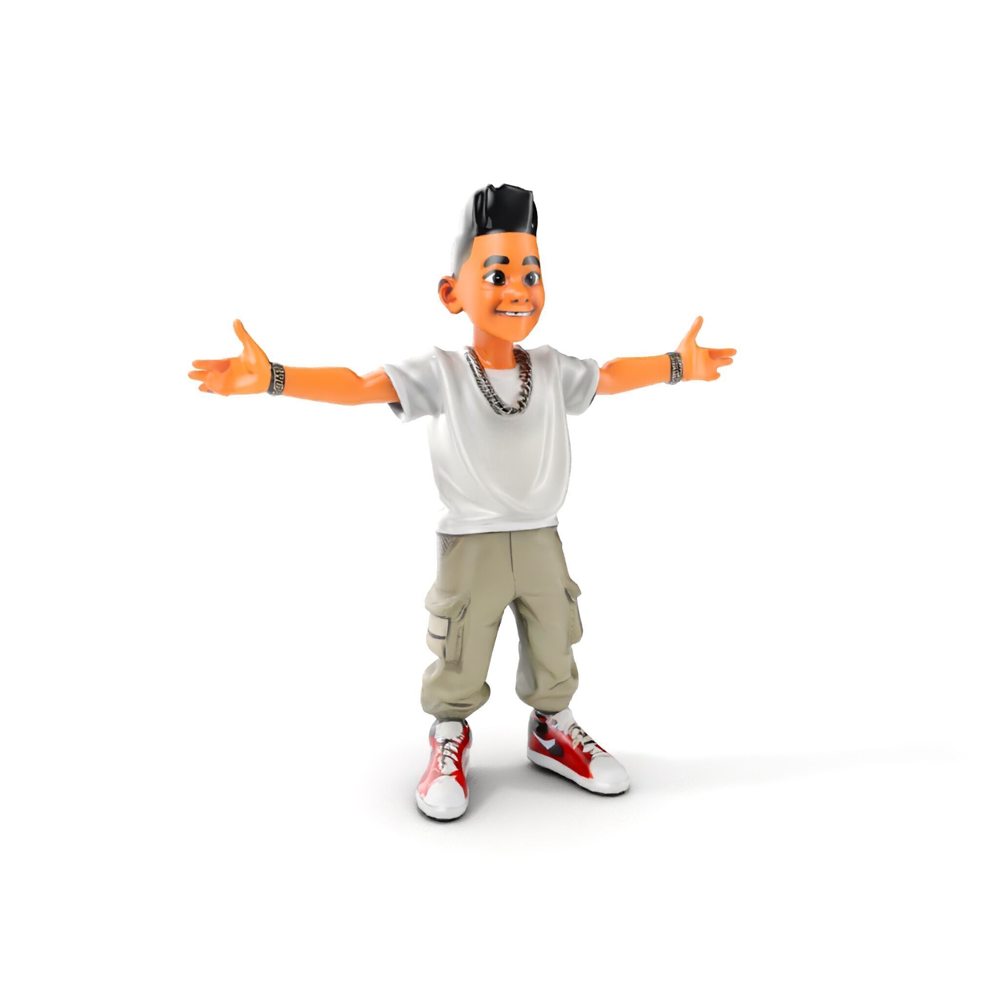 Stylish Teen Character with Casual Wear  Rigged and Animated Low-poly 3D model_9