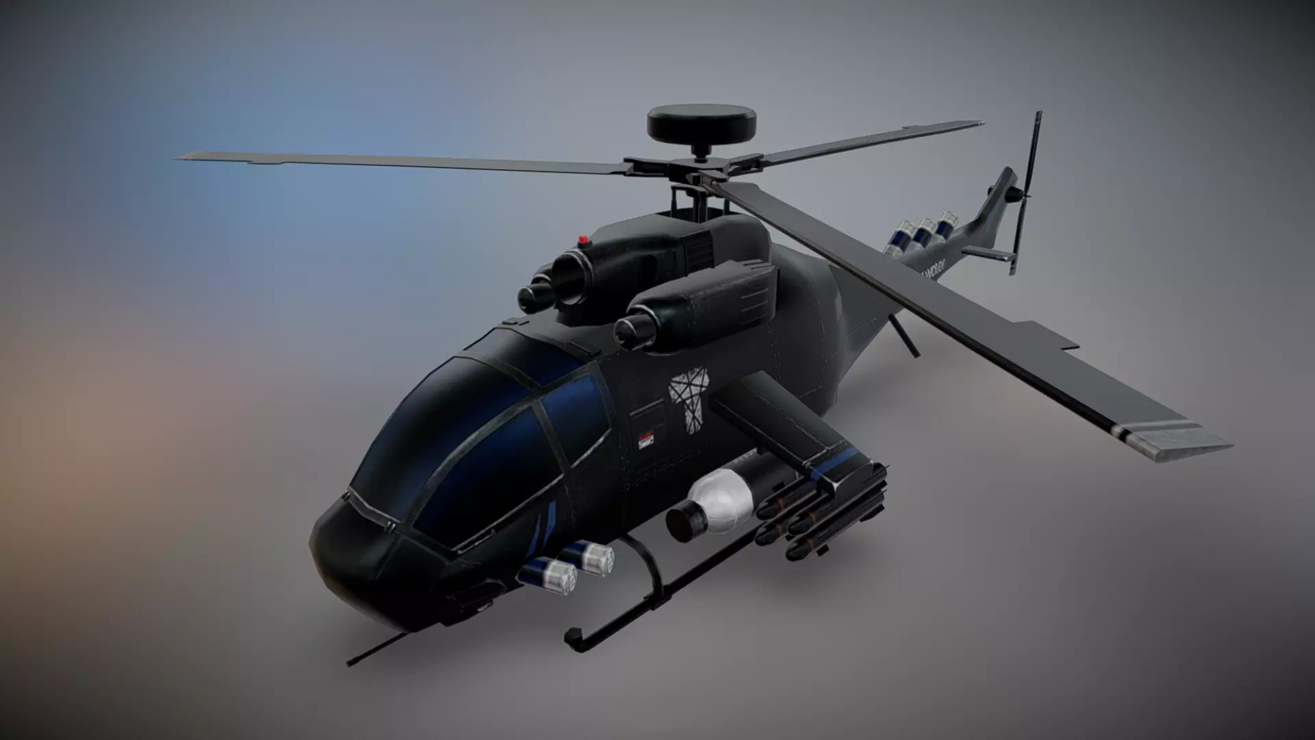 Attack Helicopter Stylized 3D Military Aircraft Model 3D model_0