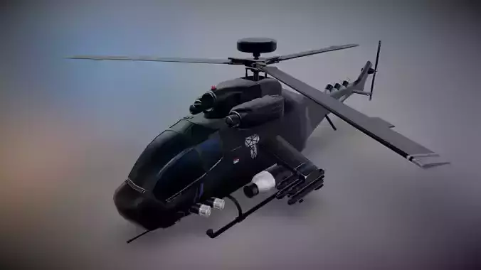 Attack Helicopter Stylized 3D Military Aircraft Model